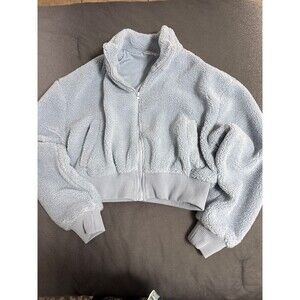 Forever 21 Women light blue Faux Shearling Bomber Jacket Size small